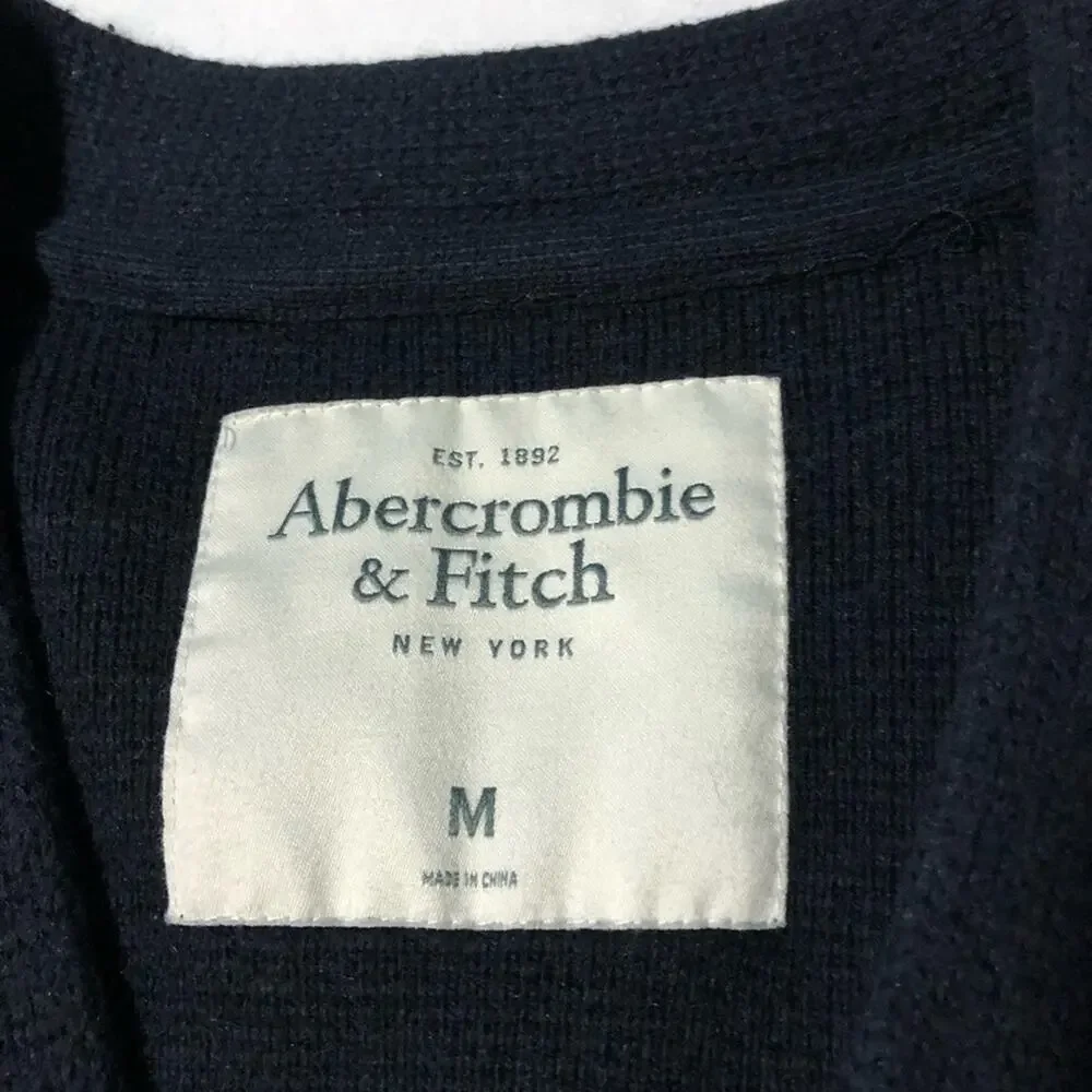 Vintage Abercrombie Fitch varsity v neck navy blue cardigan sweater mens M y2k